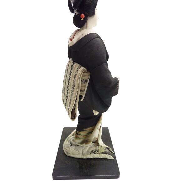 Vintage Japanese Geisha Doll Oyama Black Kimono - Picture 5 of 7
